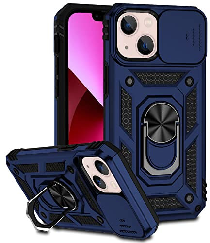 Hitaoyou iPhone 13 Hülle, iPhone 13 Hülle mit Kameraabdeckung & Ständer Militärqualität Stoßfest Heavy Duty Schutz mit magnetischer Autohalterung Handyhüllen für iPhone 13 6.1''