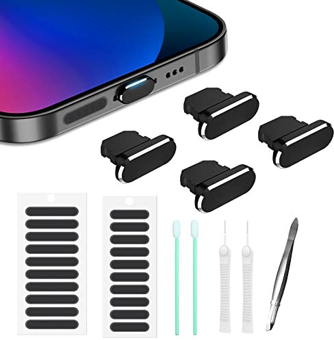 Gavemi Dust Plug for iPhone, Compatible with iPhone and AirPods, Lightning Port Plug Protector Charging Port Anti Dust Cover Includes Speaker Cover (Black)