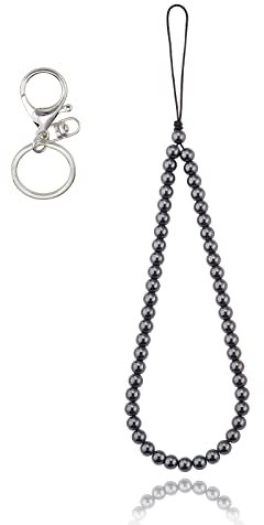 BEEFLYING Synthetic Stone Phone Lanyard Wrist Straps Gemstone Beaded Phone Charms Handmade Anti-Lost Lanyard String for Keychain Phone Hanging Accessories