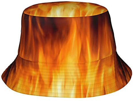 Unisex Bucket Hat Bunte Feuer Flamme Sonnenkappe Strandhüte Sommer Reise Fischerhut Anti-Uv