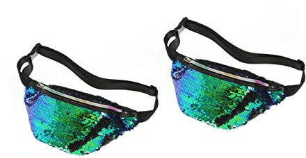 2 Stücke Glitzernde Meerjungfrau Bauchtasche Für Damen - Leichte Hüfttasche Mit Reißverschluss Perfekt Für Festivals Und Outdoor-Aktivitäten in Grün Und Schwarz