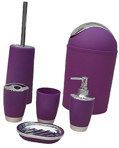 Milageto Badezimmer Accessoires Set 6 Teiliges Bad Ensemble Bad Set Kollektion Grün Gelb, Lila, 6pcs/Set