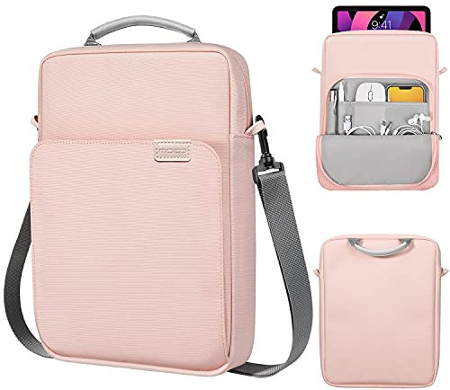 MoKo 12.9 Pulgada Funda Ordenador Portátil, Bolsa con Hombro Anti-rasguños Compatible con iPad Pro 12.9 M2 2022/2021/2020/2018,Surface Laptop Go 12.4,Galaxy Tab S8+ 12.4, Rosa