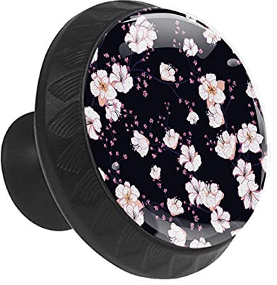 TBOUOBT 12er-Pack – Schrankbeschläge, Knöpfe für Schränke und Schubladen, Bauernhaus-Kommode-Griffe,Vintage rosa Blüten mit Blumen