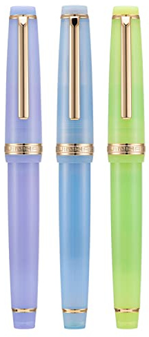 Lanxivi 3 Jinhao 82 Füllfederhalter transparent lila, blau und grün Acryl, feine Spitze Goldzierteile mit Konverter-Set, 3JH82MFVHDL
