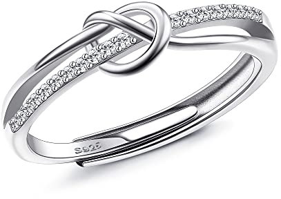 MILACOLATO Ring Silber 925 Damen Mädchen Zirkonia Offenes Verstellbares Versprechen Ring Liebesknoten Ringe Verlobungsring Jubiläum Ehering Ringe Frauen Schmuck Geschenk