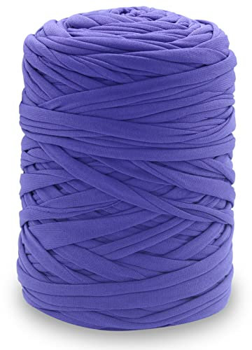 NOTIONSLAND 400 g T-Shirt-Garn, Strickgarn, Stoff, Häkelgarn für Tasche, Korb, Decke, Heimdekoration, dunkelviolett, einfarbige Garne
