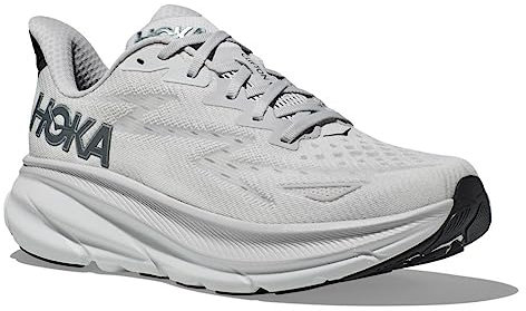 HOKA Herren Clifton 9 Sneaker, Weiß Grau Schwarz, 42 EU
