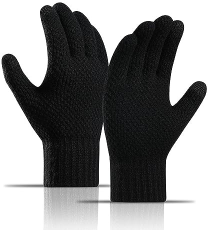 HGDGears Winter Knitted Gloves Men,Touchscreen Thermal Gloves Cold Weather | Soft Lining,Gloves for Men