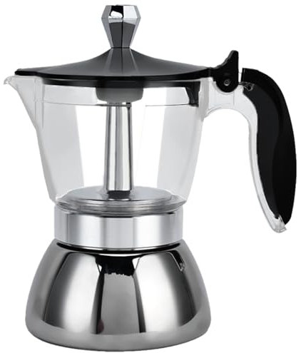 Esso Piano Cottura Moderna Caffettiera Trasparente Acciaio Inossidabile Vetro Italiano 4 Tazze Caffettiera in Acciaio Inossidabile Piano Cottura Caffettiera Caffettiera