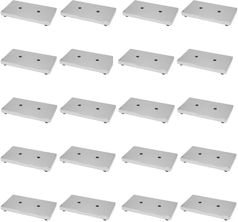 GTV - Möbelfüße MODERN 926, Füße aus Chromstahl, Für Kommoden, Sofas, Schränke, Kunststoffschlitten, Abmessungen Montageplatte: 180x100 mm, Höhe: 20 mm, Farbe: Chrom - 20 Stück