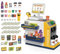 deAO Toy Kitchen, 2-in-1 Kids Supermarket Toy and Coffee Machine Play Set, 45 Pieces with Play Money, Shop Accessories, Shopping Cash Register with Scanner and Sound, Playset for Children from 3 Years