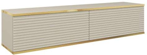 Meuble TV suspendu, doré, 135 cm, meuble de télévision, meubles de salon, style moderne (beige II)