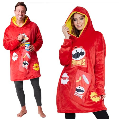 Pringles Hoodie Decke für Männer, Kuschel Decke mit Ärmeln Männer Teenager Fleece Blanket Hoodie in Einheitsgröße - Geschenk Männer Geburtstag