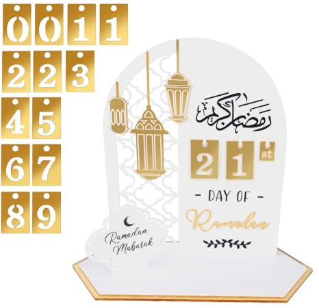 LUFEIS Ramadans Adventskalender, 2024 Eid Mubarak Dekoration DIY Ramadan Dekoration, Digitaler hängender Countdown Kalender, Acrylkalender Countdown, DIY Gebet Ramadan Mubarak Deko für Kinder