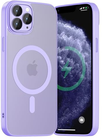 Andwing für iPhone 11 Pro Max Hülle Magnetisch [Kompatibel mit MagSafe] Matt Anti-Fingerprint Schutzhülle – Stoßfest Militärstandard (MIL-STD-810G), Ultradünn für iPhone 11 Pro Max-Hellviolett