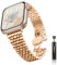 Niboow Mujer Correa para Apple Watch 38mm 40mm 41mm 42mm Series 11/10/9/8/7/6/5/4/3/2/1, Mujer Acero Metal Pulsera Correa de Repuesto para Apple iWatch SE 3/SE 2-Oro Rosa