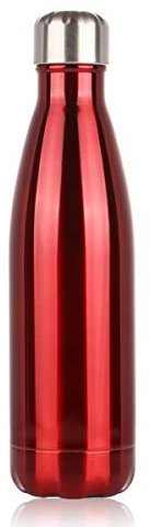 Bouteille d'eau Acier Inoxydable, Gourde Isotherme Réutilisable Gourde Inox sans BPA isolé à Bouteille Isotherme pour Froide Pendant 24heures, Chaude Pendant 12 Heures (Rouge, 500ml)