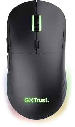 Trust Gaming GXT 927 Redex+ Mouse Gaming Wireless 25K DPI, 2.4GHz 94 Ore di Autonomia, Kailh Switches, 6 Pulsanti Programmabili, Mouse Wireless Ricaricabile RGB Laptop Computer – Nero