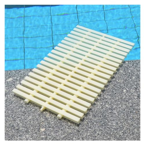PFCDZDU Piscina Drenar Rallar, Empalmable Flexible Cubierta Canal Filtrar, UV Resistencia Salida ABS Drenaje Parrilla para Camino Alcantarillado Canal (Color : Beige, Tamaño : 13.8x39.3IN-15pcs)