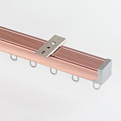 Rail De Rideau En Aluminium Pour Séparateur De Pièce, Rail De Rideau De Plafond Ou De Mur, Rail Droit Pour Tringle à Rideau Simple/Double Pour Chambres à Coucher, Cloisons De Pièce(Rose gold-Single Tr