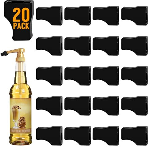 20 Pcs Coffee Syrup Pump Tip Cap Covers Black Rubber Pourer Caps Syrup Cap for Syrup Pump Keep Syrup Sugar Condiments Olive Clean Preserved, Fit Pour Dispenser, Oil Liquor Bottle