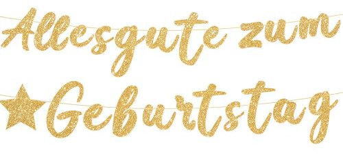 ALEGRE® Alles Gute Zum Geburtstag Girlande Gold, Happy Birthday Girlande Geburtstag Banner, Glitzer Happy Birthday Deko Girlanden Geburtstag Deko, Alles Gute Geburtstagsgirlande für Kinder Erwachsene