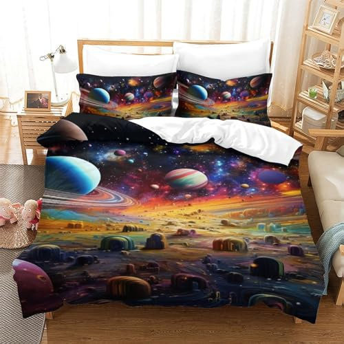 GWZOYTTDE Stern Bettbezug Bettwäsche Set Kinderbettwäsche-Set Reißverschluss Mit Kissenbezug Betten Set Für Jugendliche Kinder Schlafzimmer Single(140x200cm)