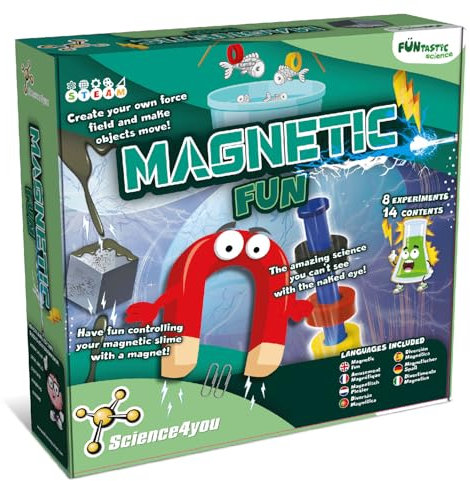 Science4you Magnetische Erfindungen - Science Kit mit Magneten, Magnetisches Spielzeug, Würfel und Knete, 6 Experimente und 14 Inhalte, Schleimspiele für Kinder, Geschenke für Kinder 8 9 10 11+