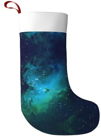 JaoXer Galaxy Green Christmas Stocking - Perfect Fireplace Hanging for Holiday Decoration, Xmas Tree Home Decor, Party Stairs, Black, One Size
