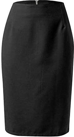 Jupe crayon noire courte taille 39 | Jupes de travail pour femme - Jupe portefeuille de bureau - Jupe crayon confortable taille haute - Jupe droite ajustée - Jupe moulante de couleur unie - Jupe