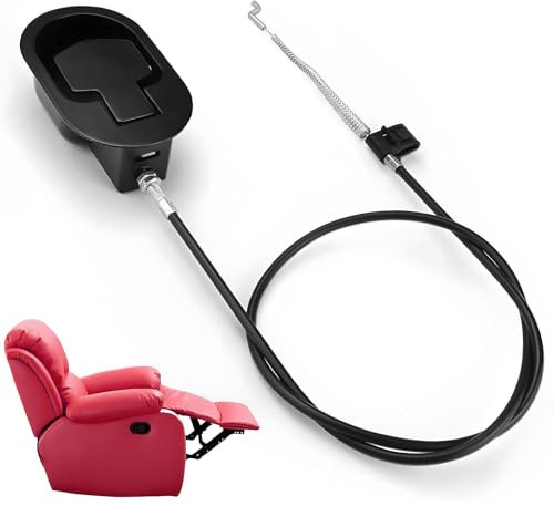 ICHOWHO Recliner Chair Parts - Aluminum Alloy Recliner Release Pull Handle, Universal Sofa Chair Recliners Replacement, Spring Cable Release Lever, Recliners Adjustment Parts for Chair Sofa (Black)