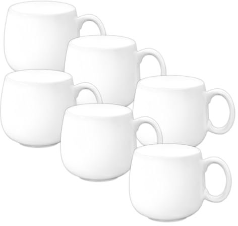 Wilmax - Teetassen & Kaffeetassen - 6er Set - 400ml - Kaffeebecher Porzellan - Becherset - Tasse für Tee, Kaffee, Cappuccino - Porzellantassen mit Griffen - Weiß