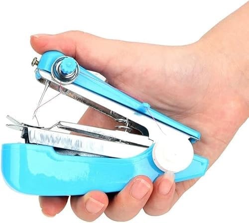 Blaue tragbare Handnähmaschine, Mini-Handnähmaschine, handliches Nadelarbeitswerkzeug, Mini-Nähmaschine, Handstichmaschine