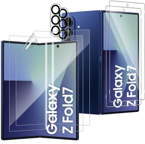 Yenwen Verre Trempé pour Samsung Galaxy Z Fold 7 / Fold7 5G, 2 Pièces, Protection Ecran + Flexible TPU Protecteur D'écran + Caméra Arrière, Résistant, Clarté HD, Anti-Rayures