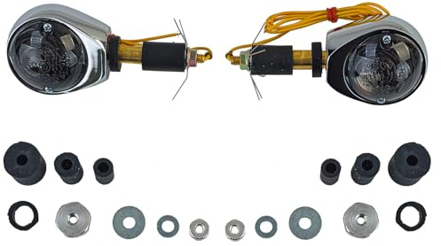Motorrad Ochsenaugenblinker Lenkerendenblinker Chrom Getönt mit E-Prüfzeichen