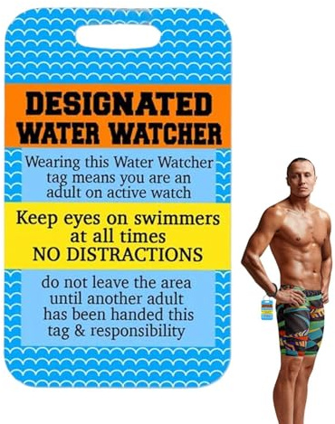 Dmuzsoih Pool-Sicherheitsschild, Kleine Acryl-Pool-Sicherheitsplakette, Creative Safety Reminder Signs, Designated Water Watcher, Water Safety Swimming Pool Accessories