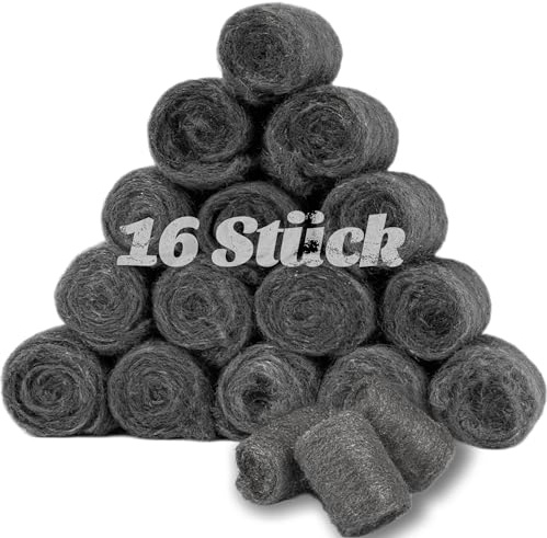 Stahlwolle Gegen Mäuse - 16 Stück Stahlwolle Fein, Spaltenfilter für Haus & Garage - Hält Mäuse von Löchern, Verkleidungen, Rohren, Lüftungen im Garten und Haus fern