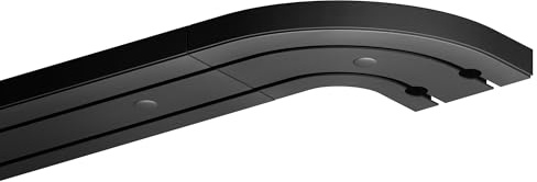 Bestlivings Gardinenschiene 90cm 2-läufig, Schwarz, mit 2 Rundbögen 13cm | Vorhangschienen-Set montagefertig, ruhiger Innenlauf, Stecksystem, vorgebohrte Montage, robuster Kunststoff - Made in EU