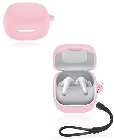 Case for Anker Soundcore P31i Wireless Earbuds, yystao Soft Silicone Protective Cover compatible with Anker Soundcore P31i, With Lanyard, Dustproof, Shockproof & Durable, Pink
