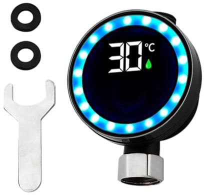 Wasserzähler für Badezimmer: mit digitalem Display, Temperatursensor, Werkzeug für Duscharmatur, Zubehör für Küchenbäder, digitales Wassermessgerät für Badezimmer, Duscharmatur, Coci