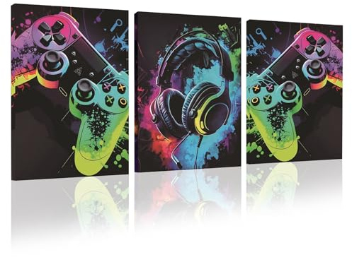 hocadon 3pcs Quadro Moderno Camera da Letto Art Quadro Gaming 40 x 30 cm Poster da Gioco Stampa su Tela per Camera da Letto Soggiorno Ufficio | Quadri da parete, motivo: videogiochi