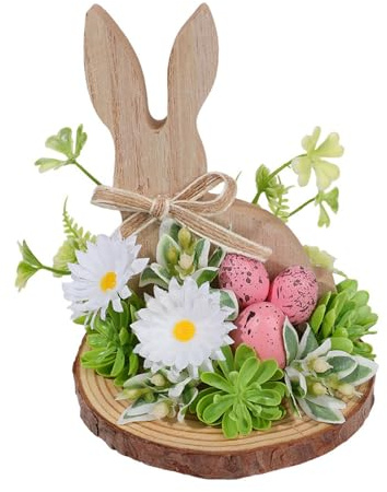 YROHGKPN Kaninchen Eier Ornament Mit Ostermotiv Wetterbeständig Holz Und Kunststoff Einfache Heimdekoration Ostereier Kaninchen Dekorationen