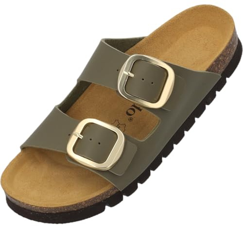 Palado Pantoletten Damen Korfu MP Matt - elegante Sandalen Made in Spain - Hausschuhe mit mittlerer Plateausohle - modische Sommerschuhe
