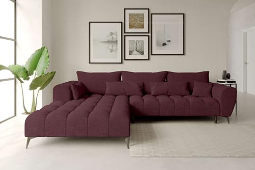 99rooms Ferrano Ecksofa Polsterecke Eckcouch Chenille Eden Chianti, mit Ottomane Links, mit Sitztiefenverstellung