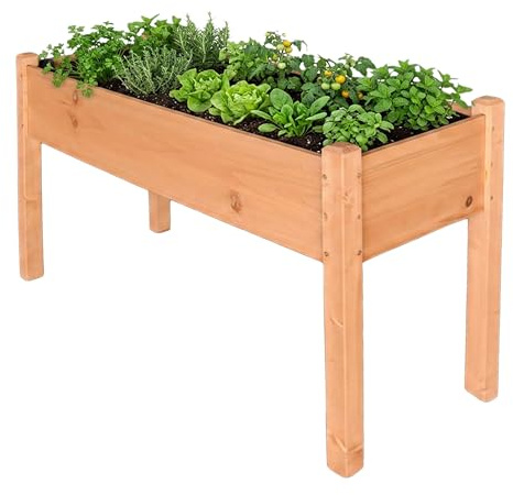 Relaxdays Hochbeet, Kräutergarten, HxBxT: 76 x 127 x 46 cm, Garten, orange | Balkon, Terrasse, Pflanzenbeet, Tannenholz