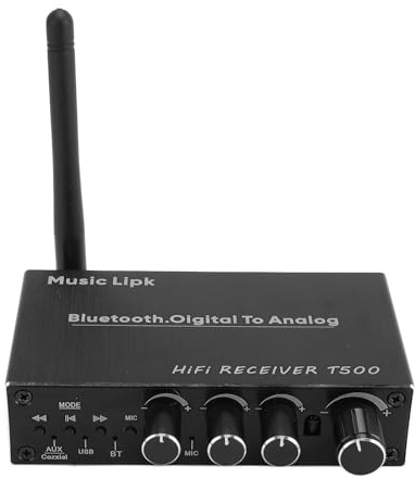 Diyeeni Ricevitore Bluetooth 5.3, Amplificatore con Ingresso Microfono, Adattatore Wireless Coassiale USB AUX per Stereo Domestico