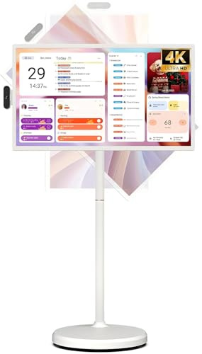 Portable TV on Wheels with 27 Touchscreen, Cordless Rolling TV, Built-in 10000mAh Battery, Mobile Tablet Touch Screen, 8+128G WiFi Smart TV for Home or Travel
