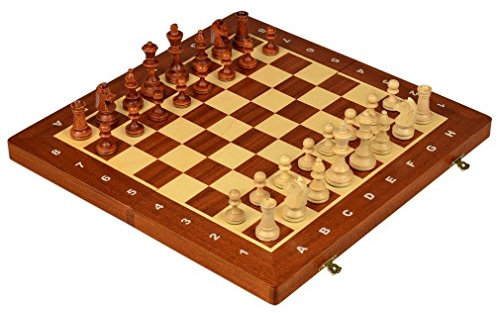 Philos 2610 - Chess Tournament No 4 - Schachspiel, 48cm in Kassette mit Brett in Mahagoni/ Bergahorn