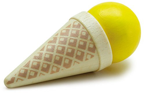 Erzi 14002 Eistüte, gelb aus Holz, Kaufladenartikel für Kinder, Rollenspiele